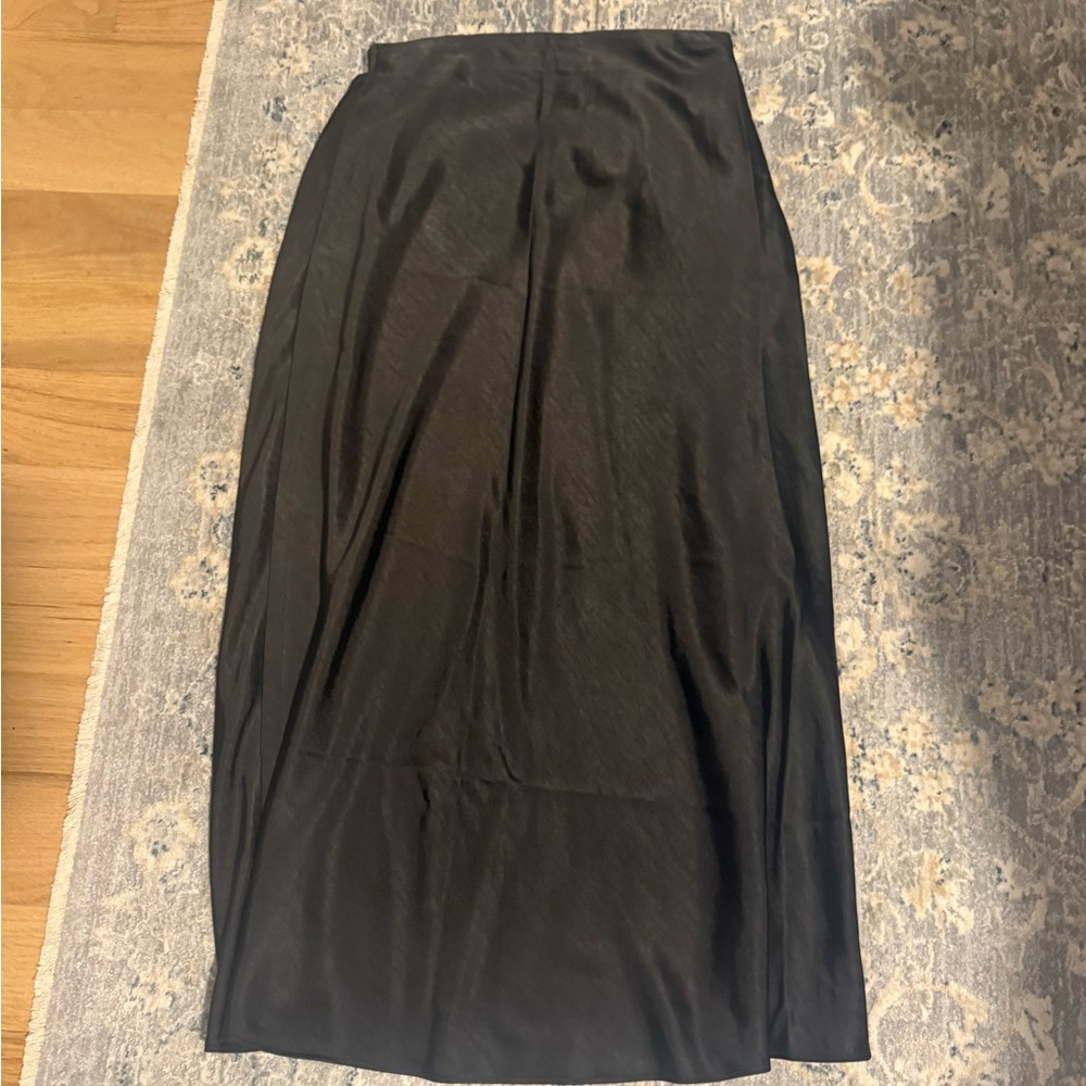 Aqua Satin Midi Skirt